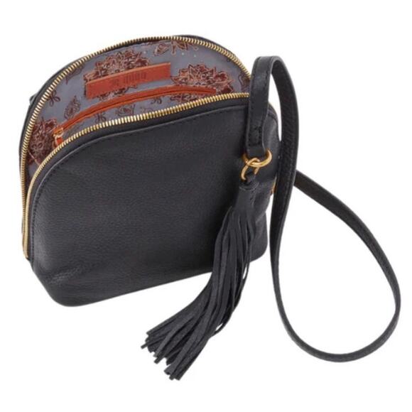 Hobo Womens Nash Black Soft Leather Crossbody Bag with Tassel - Picture 3 of 13